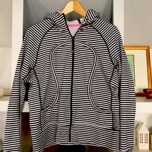 Lululemon black and white striped scuba hoodie